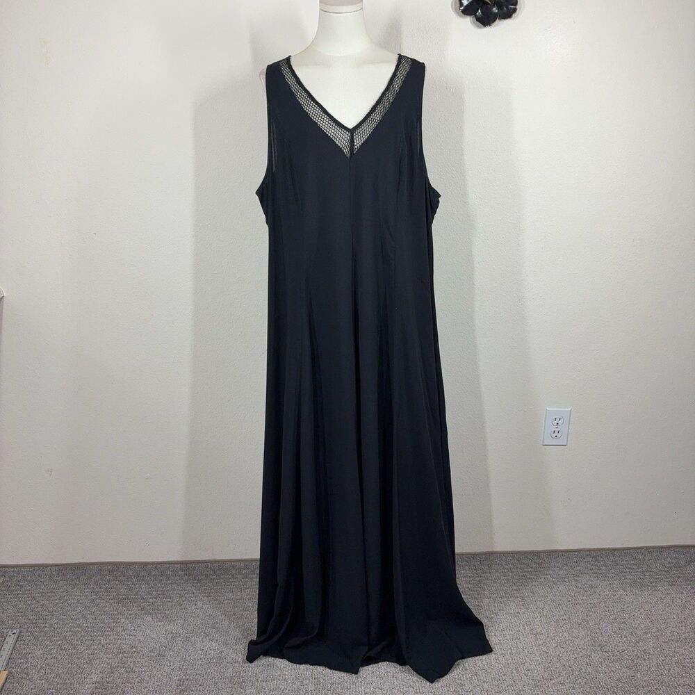 Torrid Dress Womens 2X Black Maxi Trapeze Swing V Neck Boho Casual Minimalist